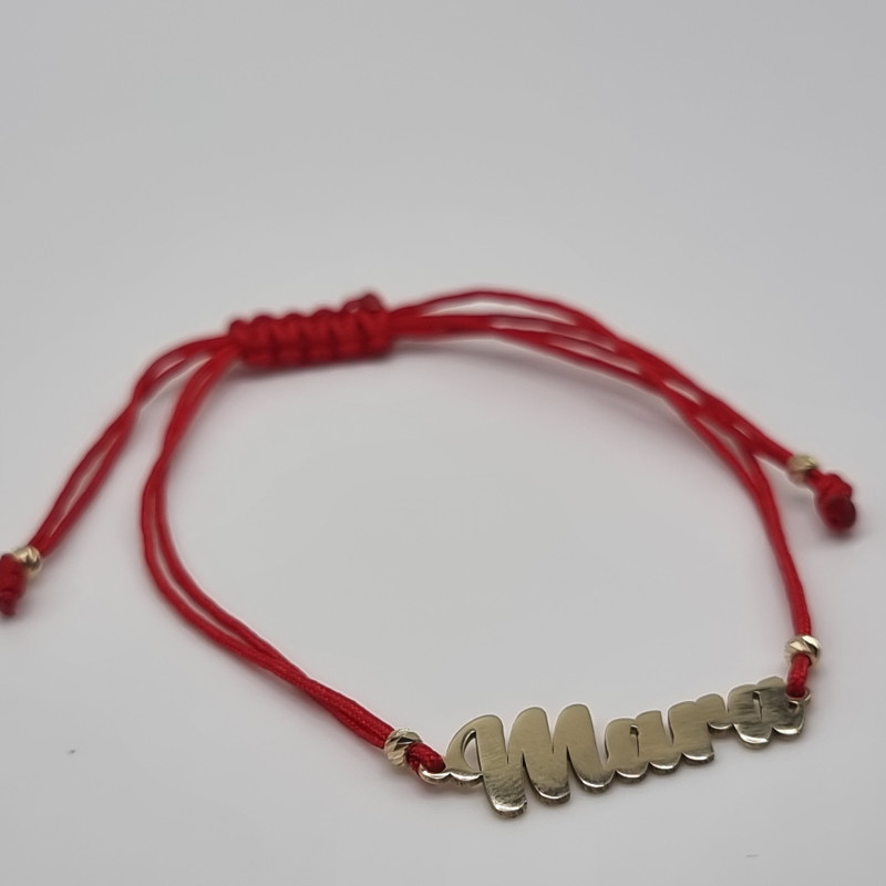 Kenzari Jewellery 14k Gold Red String "Name" Bracelet for Women - 1.60 Grams