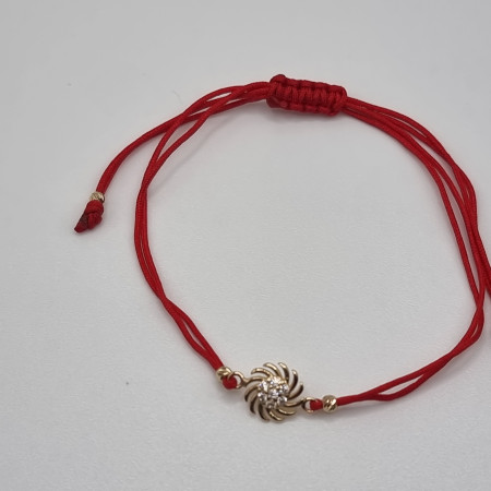 Kenzari Jewellery 14k Gold Red String "Sun" Bracelet for Women - 0.96 Gram