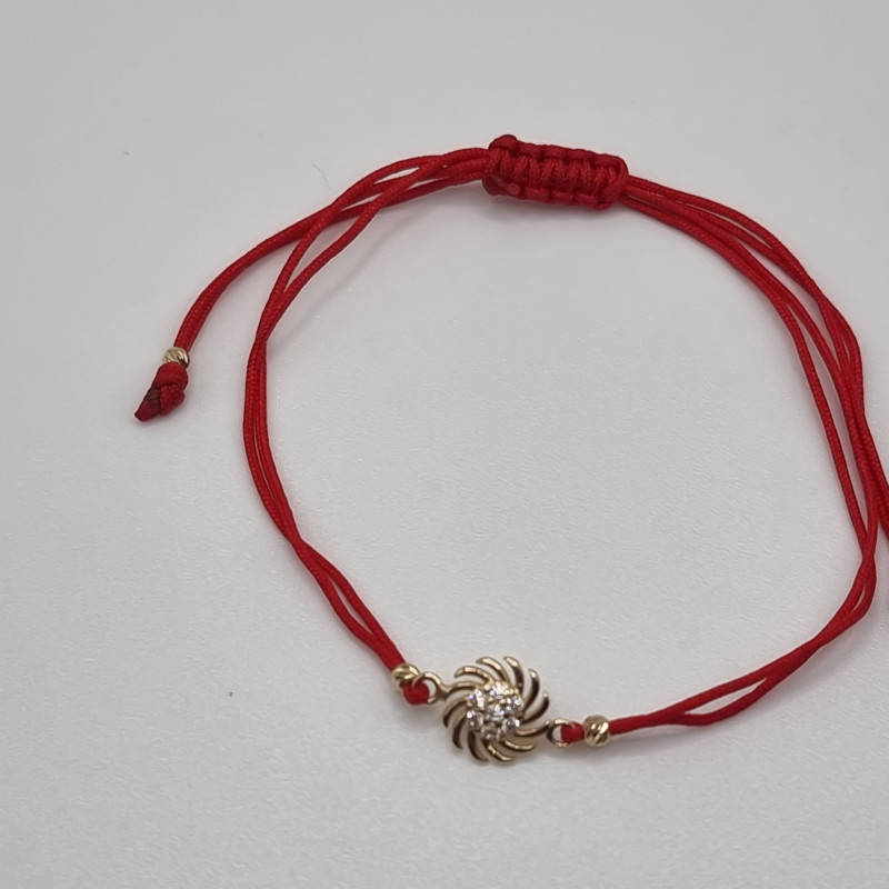 Kenzari Jewellery 14k Gold Red String "Sun" Bracelet for Women - 0.96 Gram