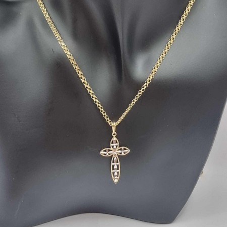 Kenzari Jewellery 14k Gold Necklace with Cross Pendant for Women - 3.94 Grams