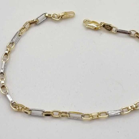Kenzari Jewellery 14k Two Tone Gold Box Bracelet for Women -2.14 Grams