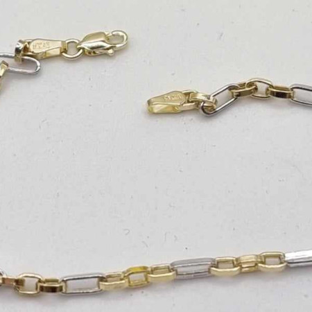 Kenzari Jewellery 14k Two Tone Gold Box Chain Bracelet for Men -2.07 Grams