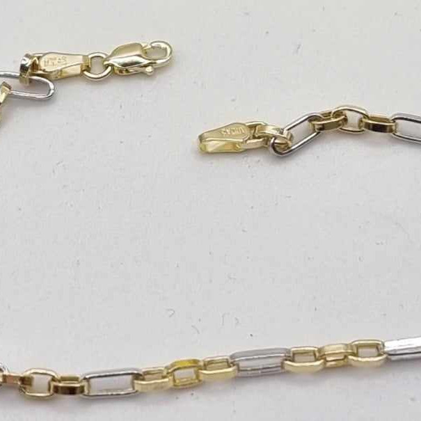 Kenzari Jewellery 14k Two Tone Gold Box Chain Bracelet for Men -2.07 Grams