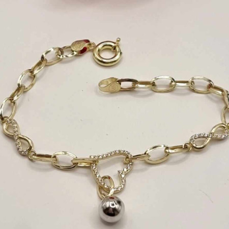 Kenzari Jewellery 14k Gold Chain with Heart and Infinity Accent Bracelet for Women -5.12 Grams Kenzari Jewellery 14k Gold Chain with Heart and Infinity Accent Bracelet for Women -5.12 Grams