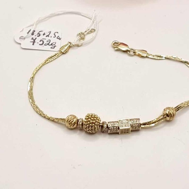 Kenzari Jewellery 14k Gold Chain Bracelet with Beaded Accents for Women -7.52 Grams Kenzari Jewellery 14k Gold Chain Bracelet with Beaded Accents for Women -7.52 Grams