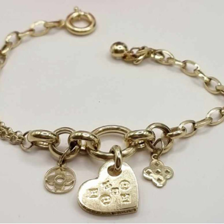 Kenzari Jewellery 14k Gold Link Chain with Charm Bracelet for Women -10.36 Grams