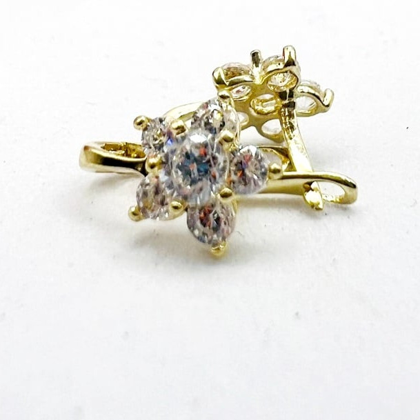 Kenzari Jewellery 14k Gold Hoop Stone Earring for Kids - 1.03 Grams