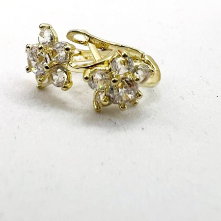 Kenzari Jewellery 14k Gold Hoop Stone Earring for Kids - 1.03 Grams