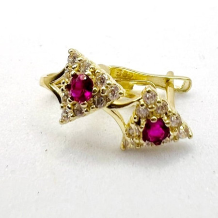 Kenzari Jewellery 14k Gold Hoop Stone Earring for Kids - 1.20 Grams