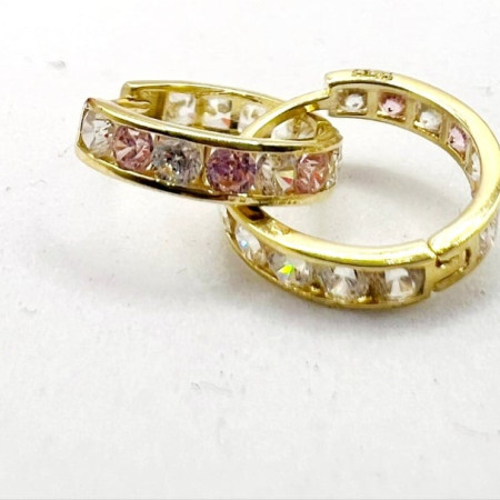 Kenzari Jewellery 14k Gold Hoop Stone Earring for Kids - 1.70 Grams