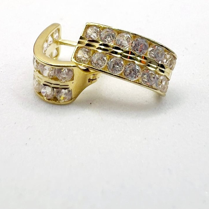 Kenzari Jewellery 14k Gold Hoop Stone Earring for Kids - 2.36 Grams