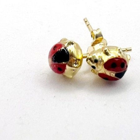 Kenzari Jewellery 14k Gold Ladybug Push Back Earring for Kids - 1.48 Grams Kenzari Jewellery 14k Gold Ladybug Push Back Earring for Kids - 1.48 Grams