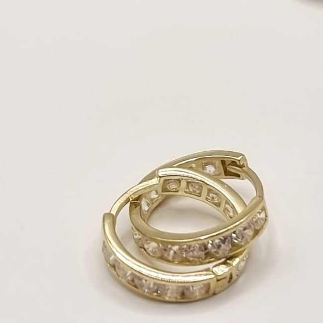 Kenzari Jewellery 14k Gold Hoop Stone Earring for Kids - 1.85 Grams