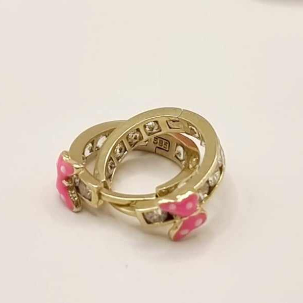 Kenzari Jewellery 14k Gold Hoop Butterfly Earring for Kids - 1.84 Grams