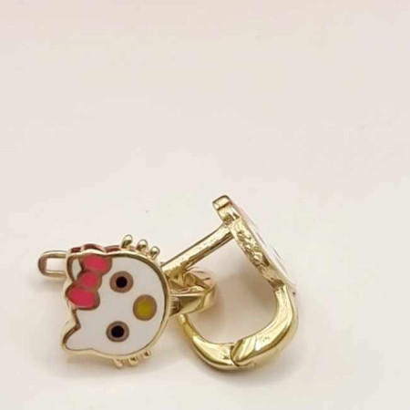 Kenzari Jewellery 14k Gold Hoop Hello Kitty Earring for Kids - 1.76 Grams Kenzari Jewellery 14k Gold Hoop Hello Kitty Earring for Kids - 1.76 Grams