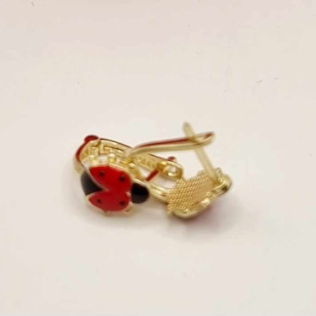 Kenzari Jewellery 14k Gold Hoop Ladybug Earring for Kids - 1.71 Grams Kenzari Jewellery 14k Gold Hoop Ladybug Earring for Kids - 1.71 Grams