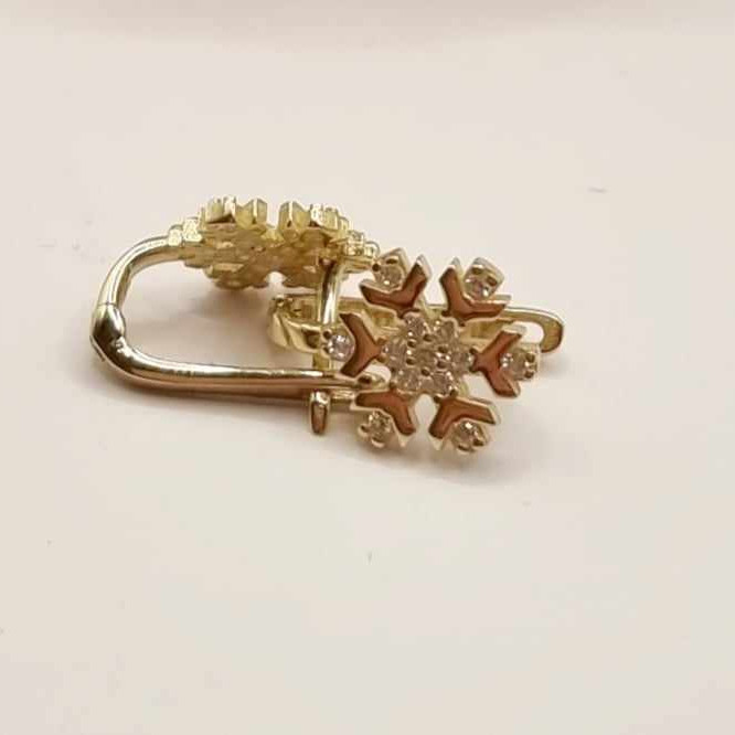 Kenzari Jewellery 14k Gold Hoop Snowflake Earring for Kids - 2.05 Grams Kenzari Jewellery 14k Gold Hoop Snowflake Earring for Kids - 2.05 Grams