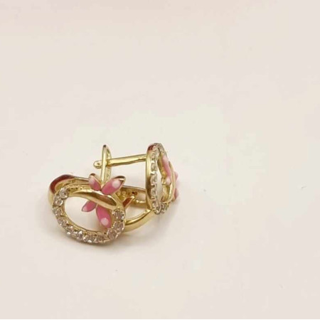 Kenzari Jewellery 14k Gold Hoop Butterfly Earring for Kids - 1.46 Grams