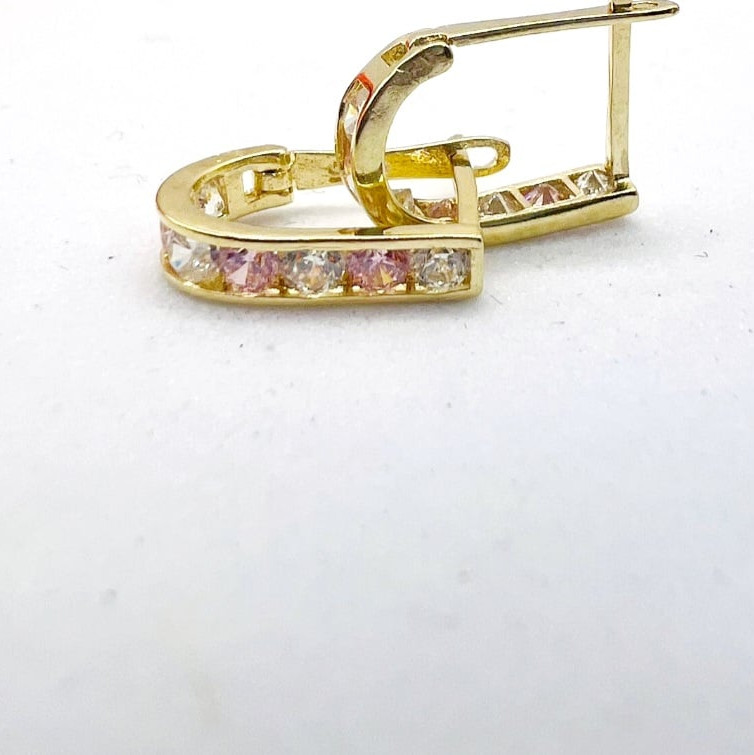 Kenzari Jewellery 14k Gold Lever Back Stone Earring for Kids - 1.20 Grams