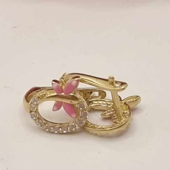 Kenzari Jewellery 14k Gold Hoop Butterfly Earring for Kids - 1.41 Grams