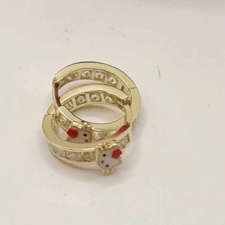 Kenzari Jewellery 14k Gold Hoop Stone Earring for Kids - 2.08 Grams