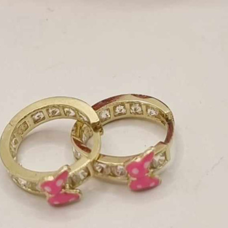 Kenzari Jewellery 14k Gold Hoop Stone with Butterfly Earring for Kids - 1.88 Grams