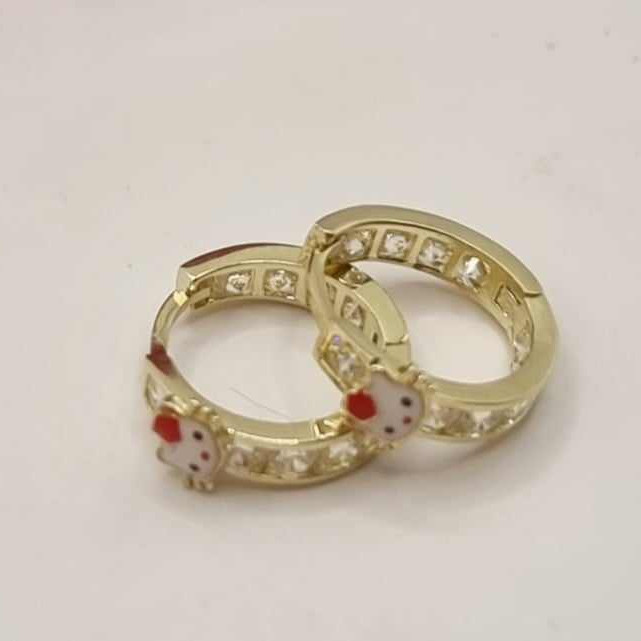 Kenzari Jewellery 14k Gold Hoop Cat Earring for Kids - 2 Grams