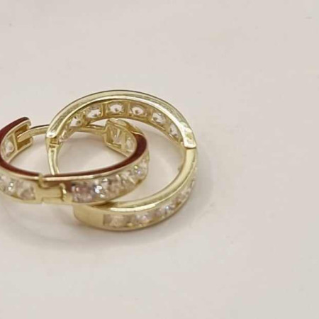 Kenzari Jewellery 14k Gold Hoop White Stone Earring for Kids - 1.69 Grams