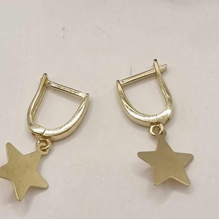 Kenzari Jewellery 14k Gold Hoop Star Charm Earring for Kids - 1.98 Grams