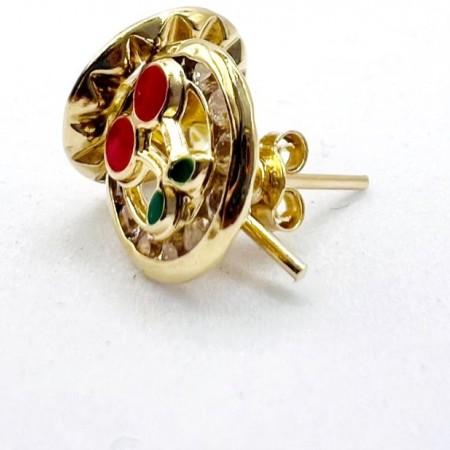 Kenzari Jewellery 14k Gold Cherry Push Back Earring for Kids - 1.52 Grams