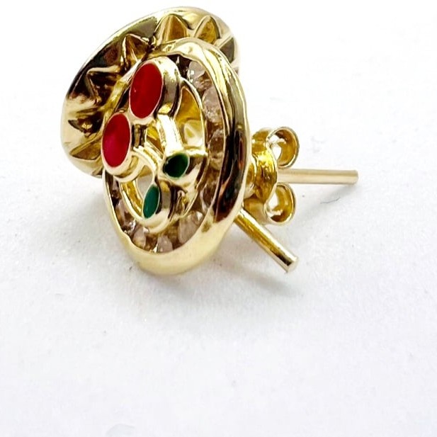 Kenzari Jewellery 14k Gold Cherry Push Back Earring for Kids - 1.52 Grams