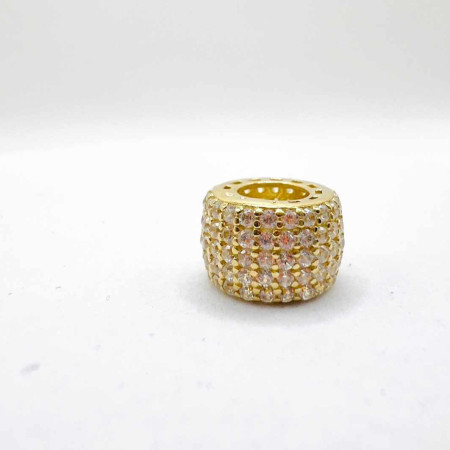 Kenzari Jewellery 14k Gold Zirconia Bead Charm - 1.34 Grams