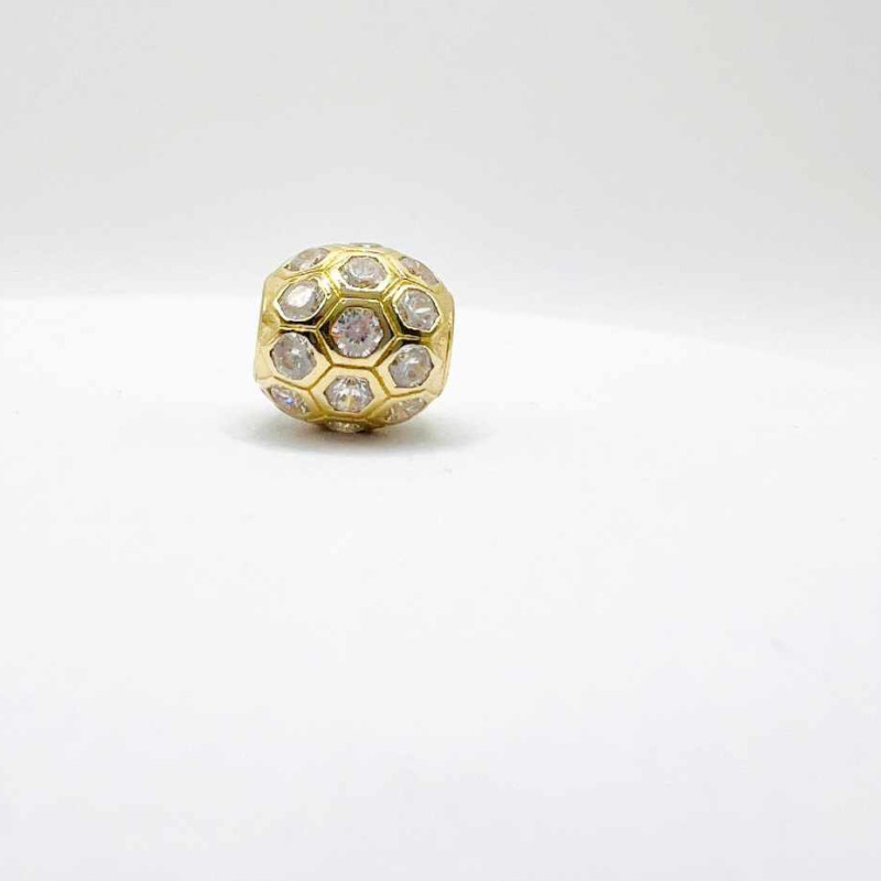 Kenzari Jewellery 14k Gold Sphere Charm with Cubic Zirconia - 1.76 Grams