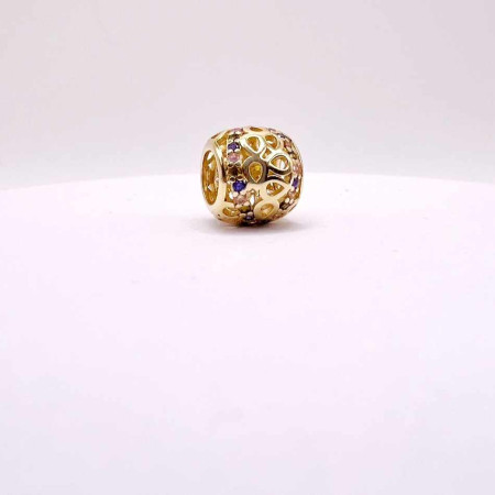 Kenzari Jewellery 14k Gold Charm with Multicolored Gemstones - 1.44 Grams