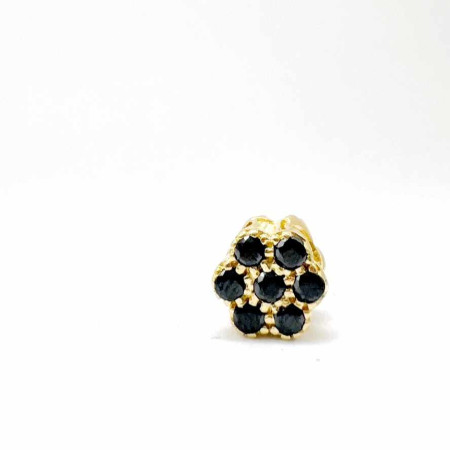Kenzari Jewellery 14k Gold Flower Charm with Black Sapphires - 1.25 Grams
