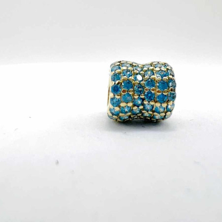 Kenzari Jewellery 14k Gold Cylinder Charm with Blue Topaz - 1.44 Grams Kenzari Jewellery 14k Gold Cylinder Charm with Blue Topaz - 1.44 Grams