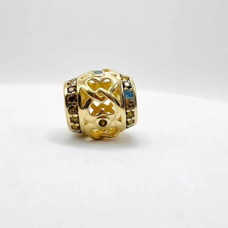 Kenzari Jewellery 14k Gold Zirconia  Bead Charm- 1.12 Grams