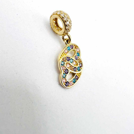 Kenzari Jewellery 14k Gold Heart Charm with Multicolored Gemstones - 1.60 Grams