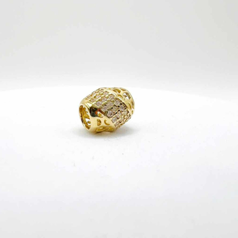 Kenzari Jewellery 14k Gold Bead Charm with Intricate Design - 1.14 Grams