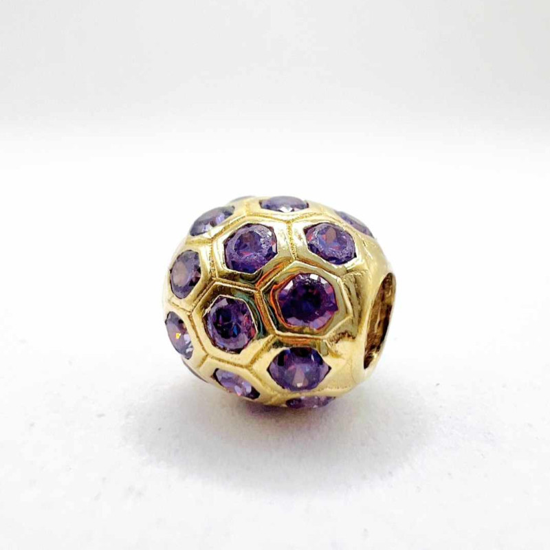 Kenzari Jewellery 14k Gold Sphere Charm with Zirconia Stones - 1.80 Grams Kenzari Jewellery 14k Gold Sphere Charm with Zirconia Stones - 1.80 Grams