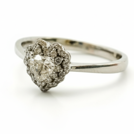 14K White Gold Halo Diamond Ring – 0.23 CT SI