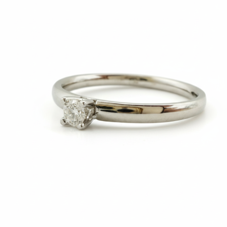 14K White Gold Solitaire Diamond Ring – 0.10 CT G SI