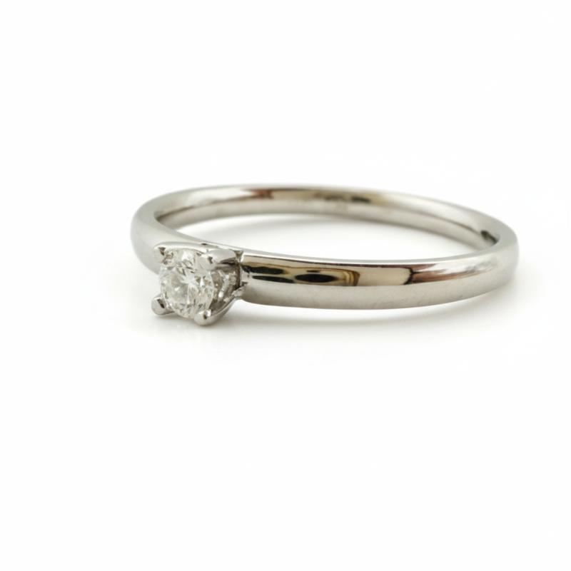 14K White Gold Solitaire Diamond Ring – 0.10 CT G SI