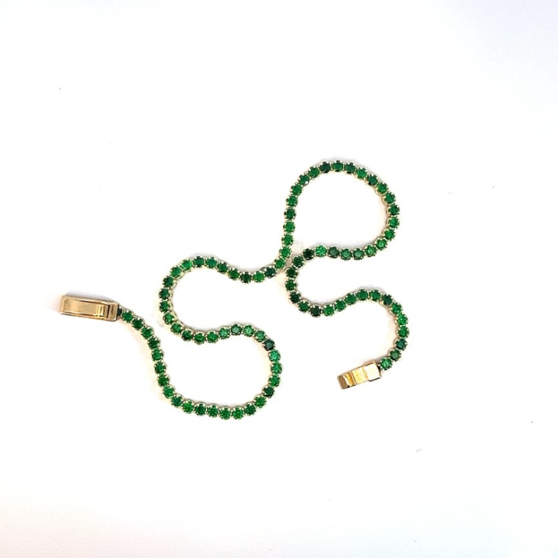 Kenzari Jewellery 14k Gold Green Zirconia Stone Bracelet for Women - 2.99 Grams