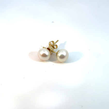 Kenzari Jewellery 14k Gold Pearl Earring for Women - 2.19 Grams