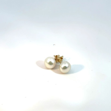 Kenzari Jewellery 14k Gold Pearl Earring for Women - 1.66 Grams