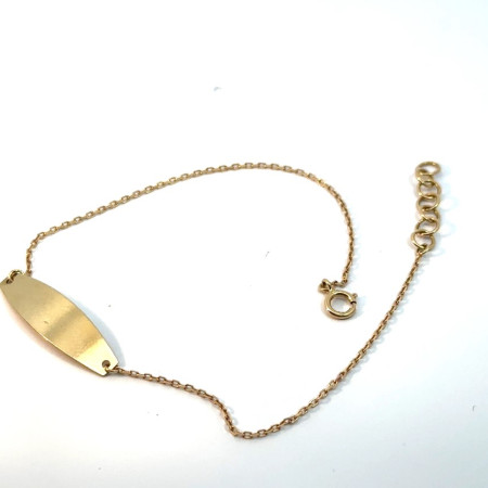 Kenzari Jewellery 18k Gold Name Plate Bracelet - 1.21 Grams