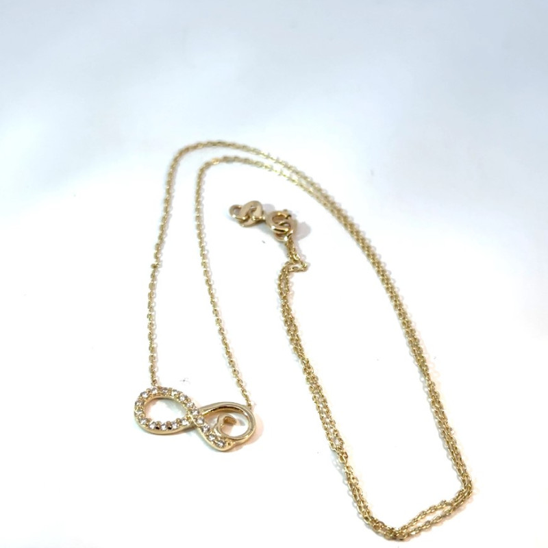 Kenzari Jewellery 14k Gold Chain with cz stones for Women - 1.61 Grams