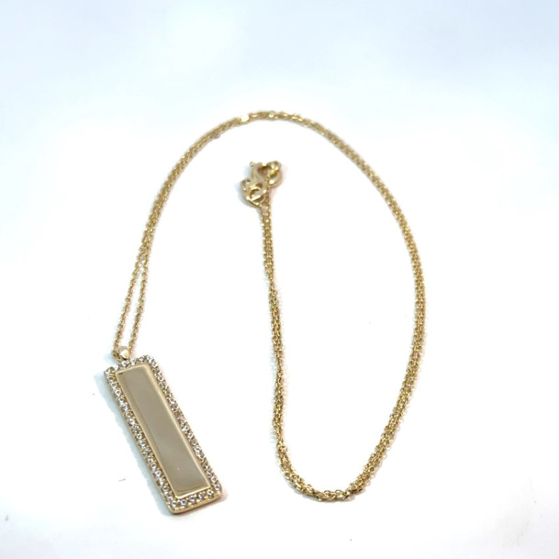 Kenzari Jewellery 14k Gold Chain with cz stones for Women - 2.96 Grams