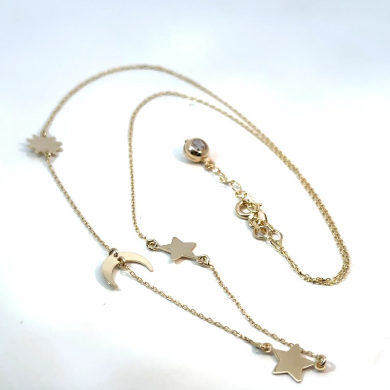 Kenzari Jewellery 14k Gold Chain with charms for Women - 2.31 Grams